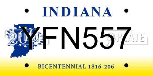 YFN557 Indiana License Plate