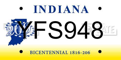 YFS948 Indiana License Plate