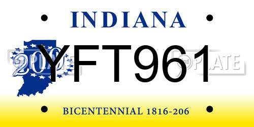 YFT961 Indiana License Plate