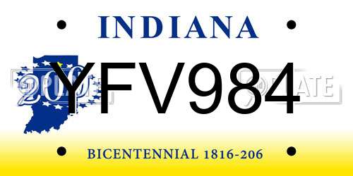 YFV984 Indiana License Plate