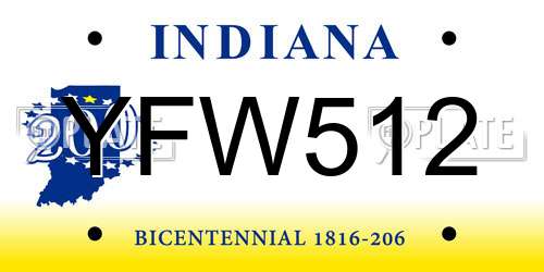 YFW512 Indiana License Plate