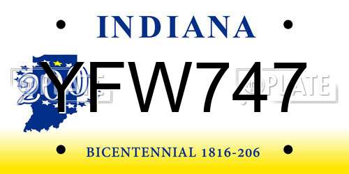 YFW747 Indiana License Plate
