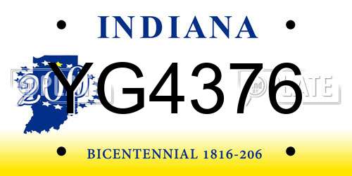 YG4376 Indiana License Plate