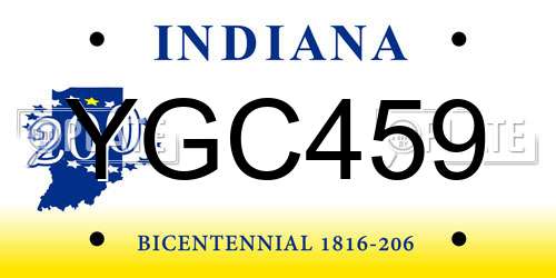 YGC459 Indiana License Plate