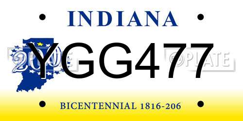 YGG477 Indiana License Plate