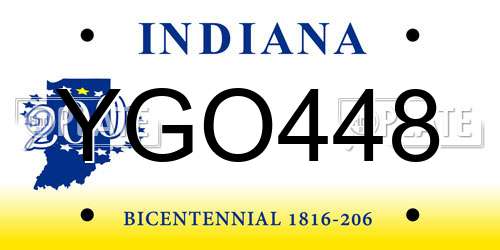 YGO448 Indiana License Plate
