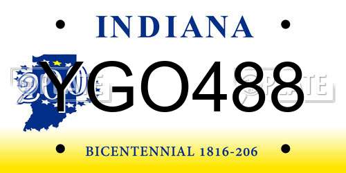 YGO488 Indiana License Plate