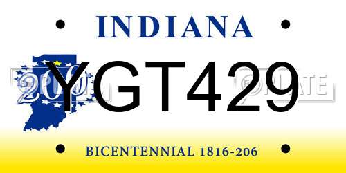 YGT429 Indiana License Plate