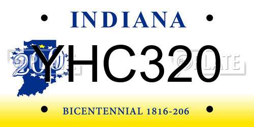 YHC320 Indiana License Plate
