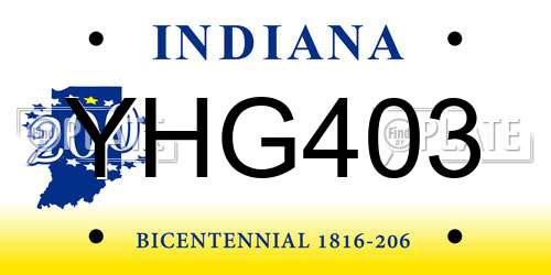 YHG403 Indiana License Plate
