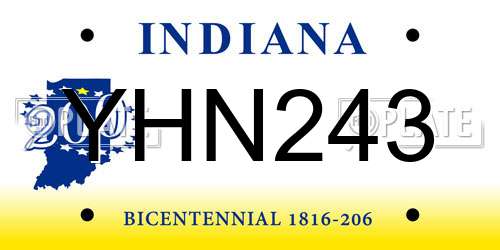 YHN243 Indiana License Plate