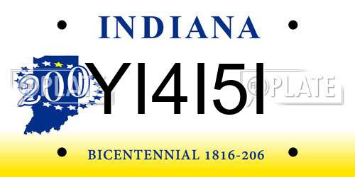 YI4I5I Indiana License Plate