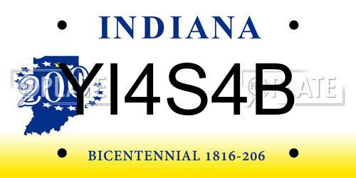 YI4S4B Indiana License Plate