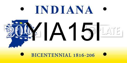 YIA15I Indiana License Plate