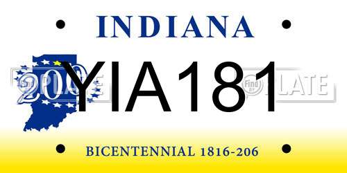 YIA181 Indiana License Plate