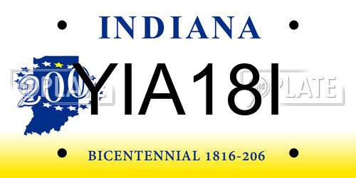 YIA18I Indiana License Plate
