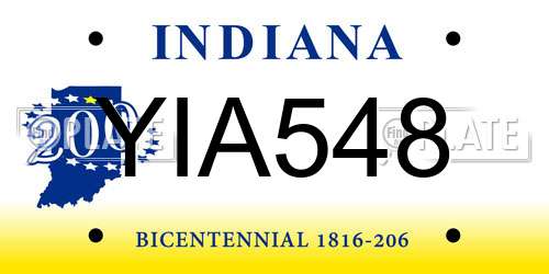 YIA548 Indiana License Plate