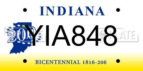 YIA848 Indiana License Plate