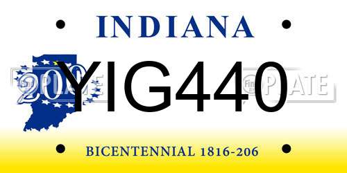 YIG440 Indiana License Plate