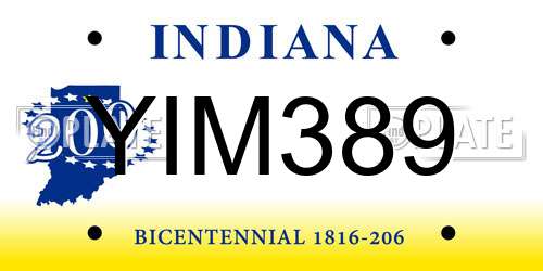 YIM389 Indiana License Plate