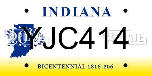 YJC414 Indiana License Plate