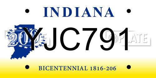 YJC791 Indiana License Plate