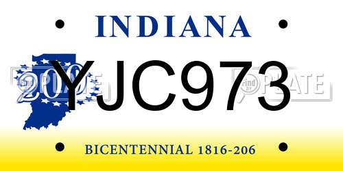 YJC973 Indiana License Plate