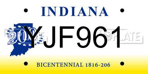 YJF961 Indiana License Plate