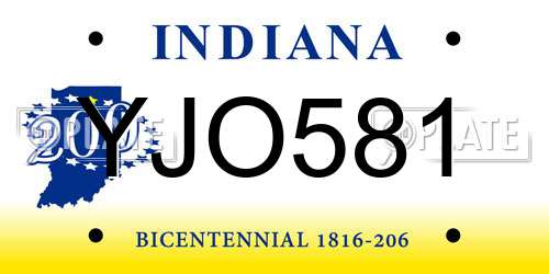 YJO581 Indiana License Plate