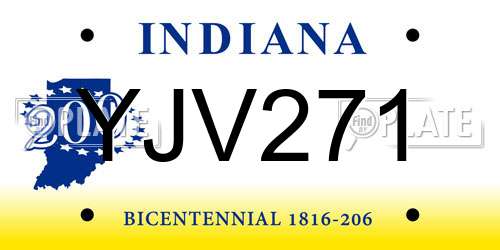 YJV271 Indiana License Plate