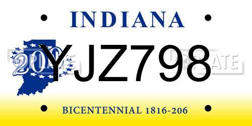 YJZ798 Indiana License Plate