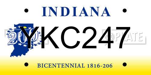 YKC247 Indiana License Plate