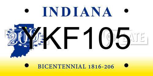 YKF105 Indiana License Plate