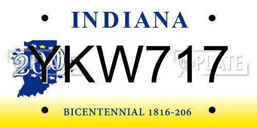 YKW717 Indiana License Plate