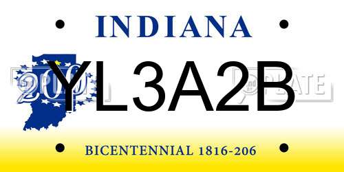 YL3A2B Indiana License Plate