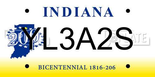YL3A2S Indiana License Plate