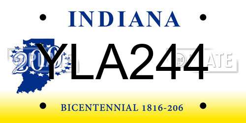 YLA244 Indiana License Plate
