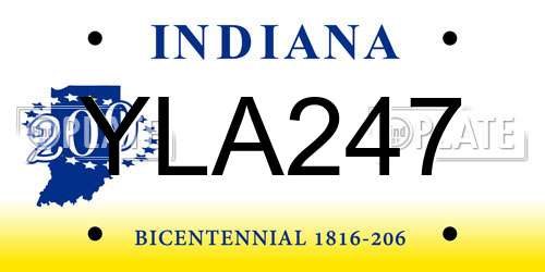 YLA247 Indiana License Plate