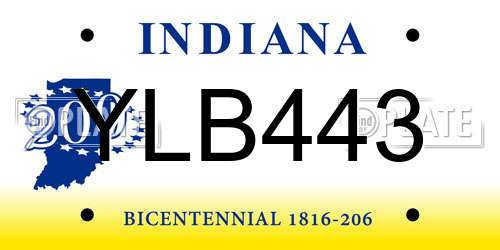 YLB443 Indiana License Plate