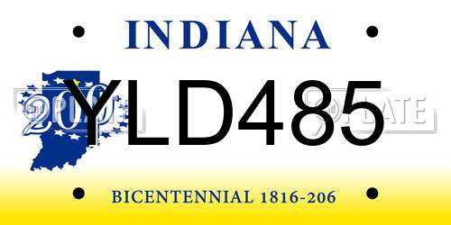 YLD485 Indiana License Plate