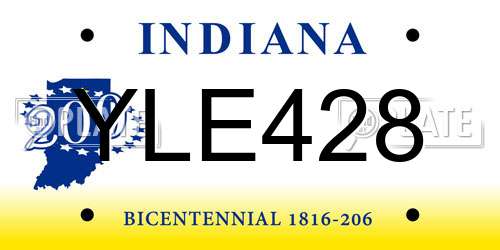 YLE428 Indiana License Plate