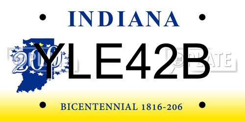 YLE42B Indiana License Plate