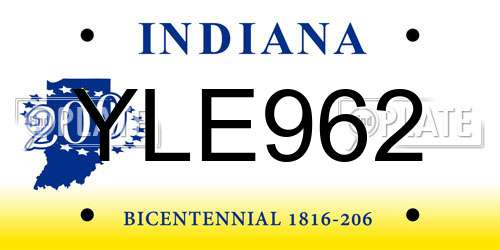 YLE962 Indiana License Plate