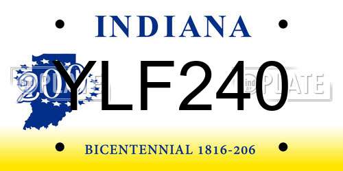 YLF240 Indiana License Plate