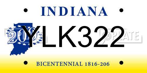 YLK322 Indiana License Plate