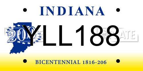 YLL188 Indiana License Plate