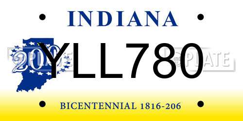 YLL780 Indiana License Plate
