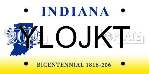 YLOJKT Indiana License Plate