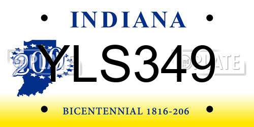 YLS349 Indiana License Plate