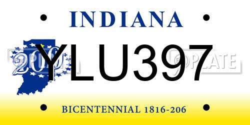 YLU397 Indiana License Plate
